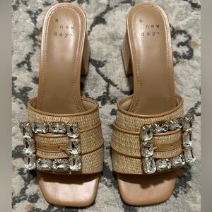 Target A New Day Tan Mule Sandals with Crystal Buckle